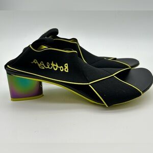 Bottega Veneta flex Black Mules with Yellow Piping and Iridescent Heel EU 40